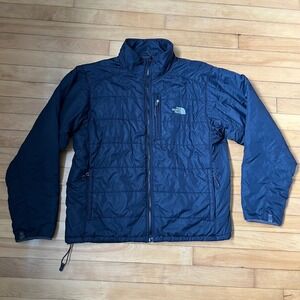 The North Face Mens PrimaLoft Ripstop Puffer Jacket Navy Blue Large Full Zip